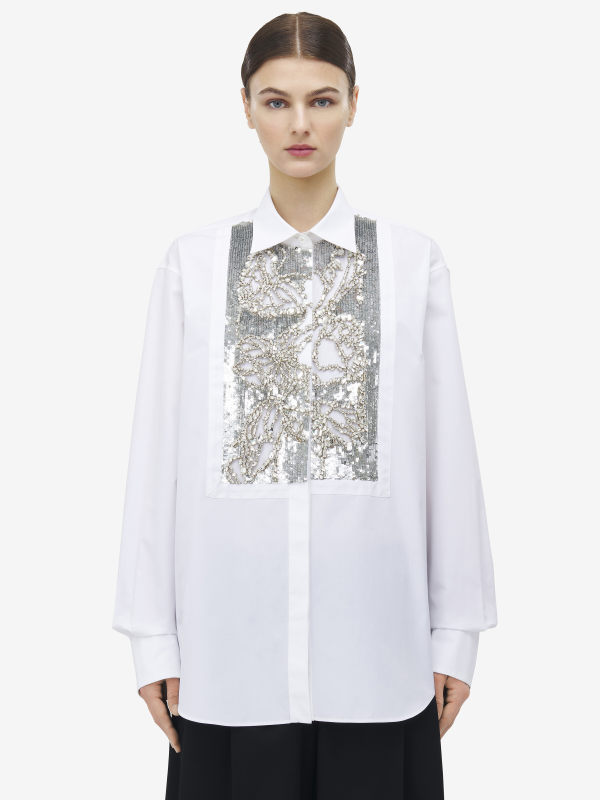 ALEXANDER MCQUEEN - Crystal Stencil Embroidery Shirt - Item 838811QZAPS9000
